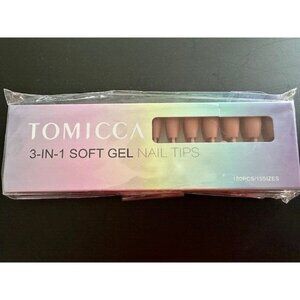Tomicca 3 in 1 soft gel Nail Tips Medium Coffin Nude 180 pieces 15 sizes Press